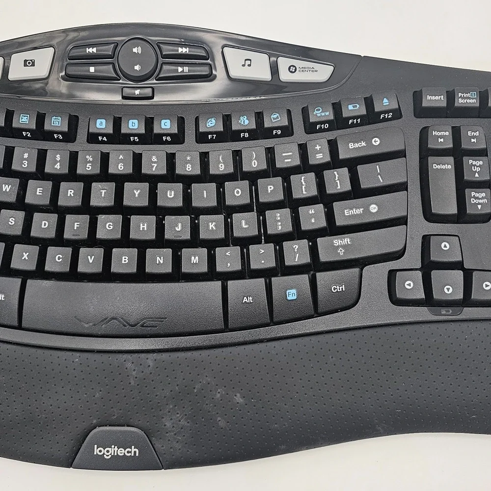 Logitech K350 Wireless Wave Keyboard M505 Mouse Unifying Dongle Ergonomic TESTED